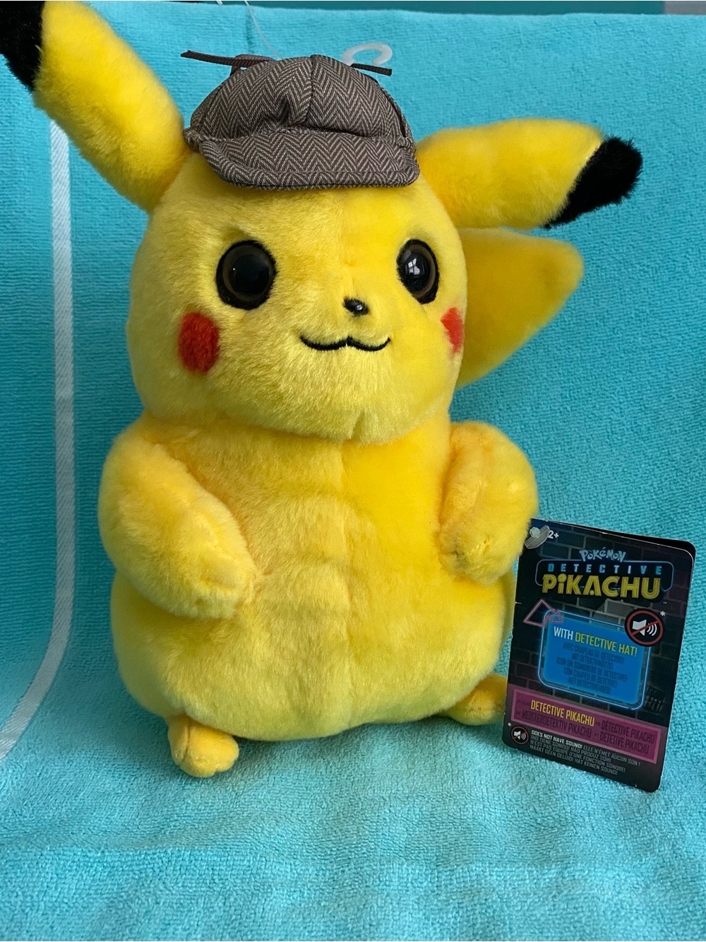 Detective Pikachu plush with detective hat, new with tags from Pokémon